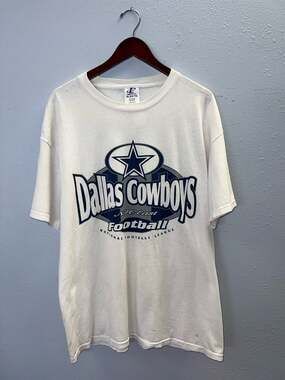 Vintage Dallas Cowboys T Shirt XL Off White Logo Athletic Single Stitch NFL 0498